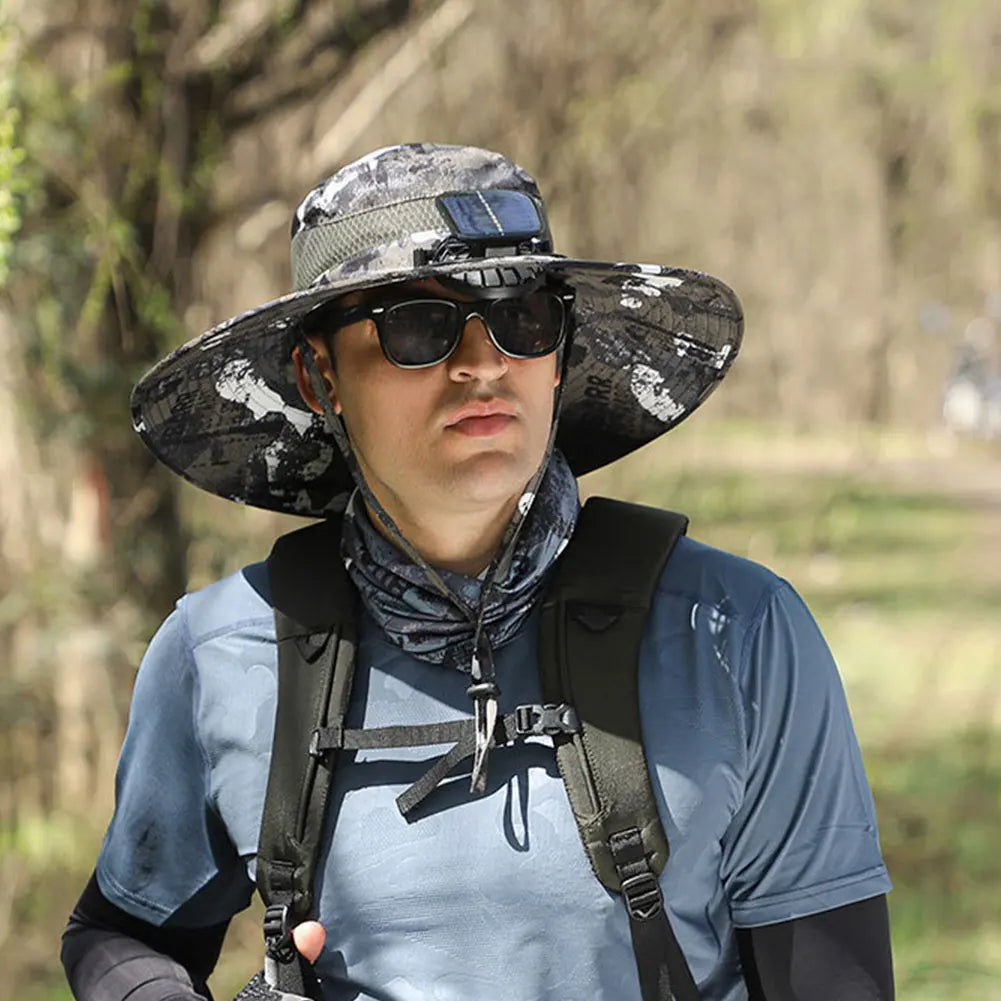 Hat with 2 Solar Fans for Men Outdoor Camping Fishing Hiking Etc.