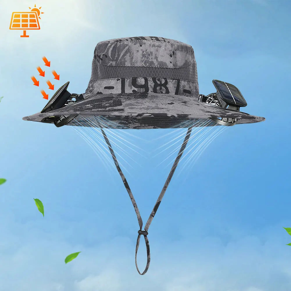 Hat with 2 Solar Fans for Men Outdoor Camping Fishing Hiking Etc.