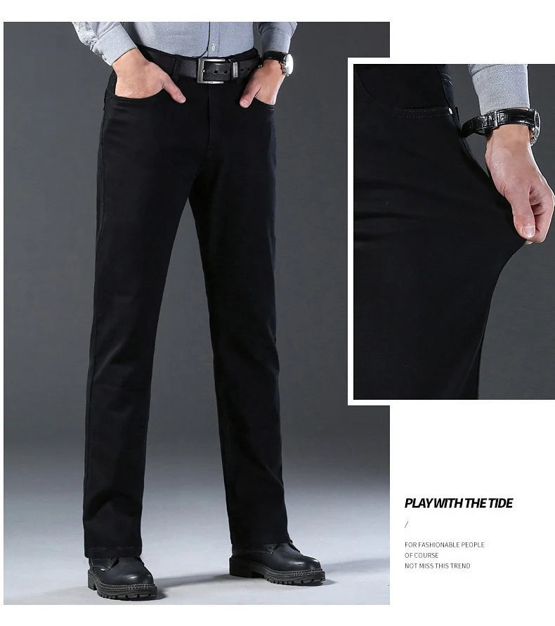 Men Classic Advanced Fashion Brand Jeans Jean Homme Man Soft Stretch Black Biker Masculino Denim Trousers Mens Pants Overalls