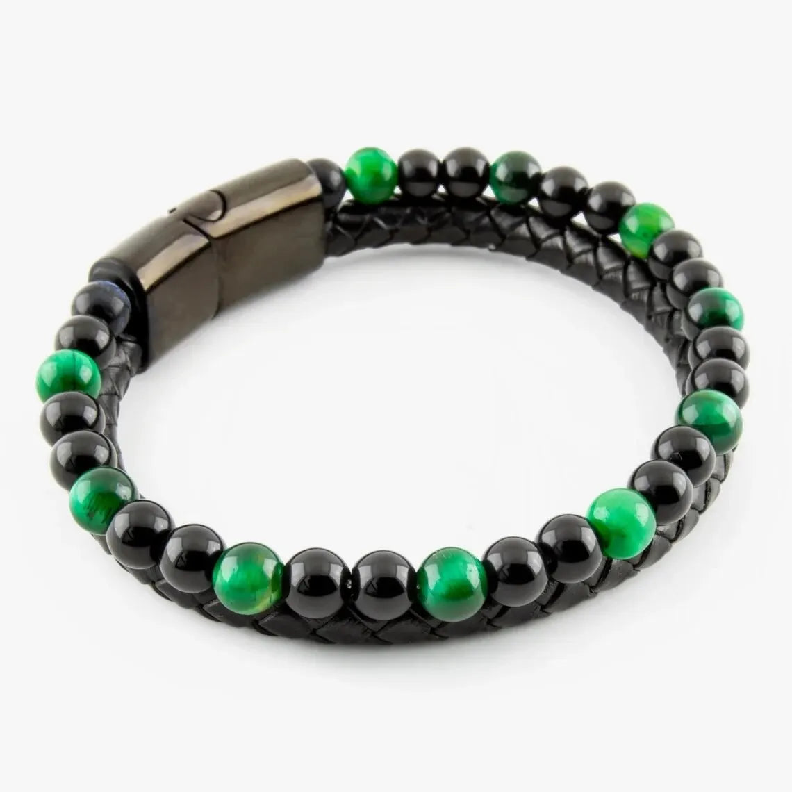 Stainless Steel Bracelet Tiger Eye Stone Beads Bracelet Natural Lava Stone Beads Stainless Steel Bracelet Men Women Jewelry