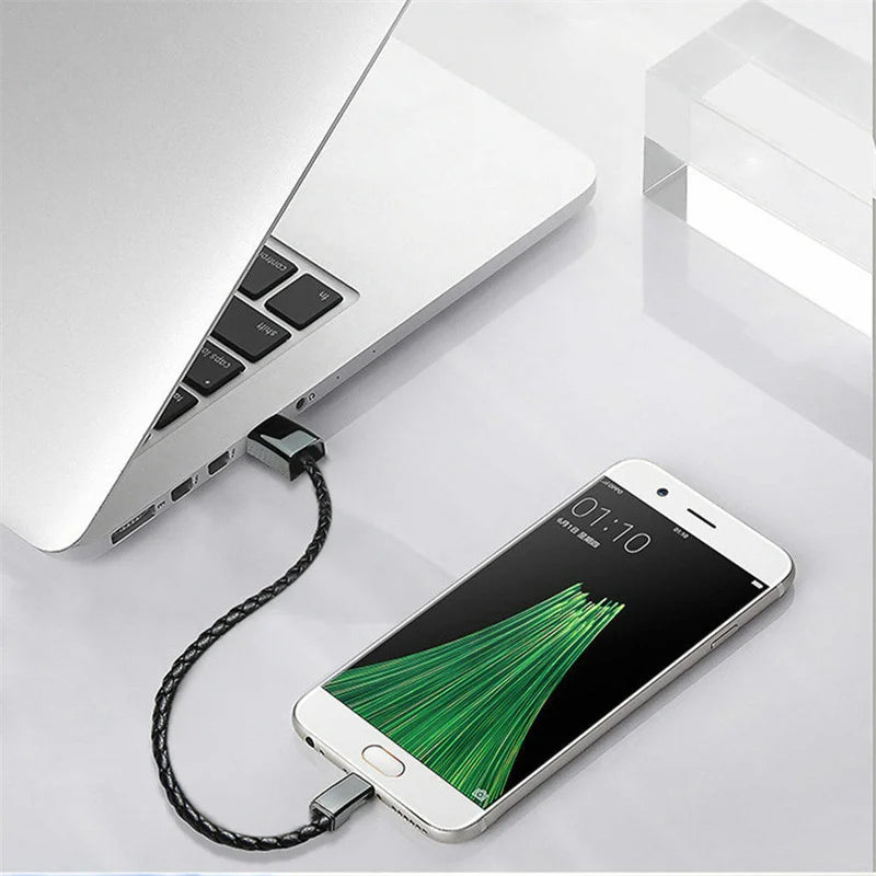 USB Fast Charging Type-C Bracelet Alloy Leather iPhone Android Charging Cable