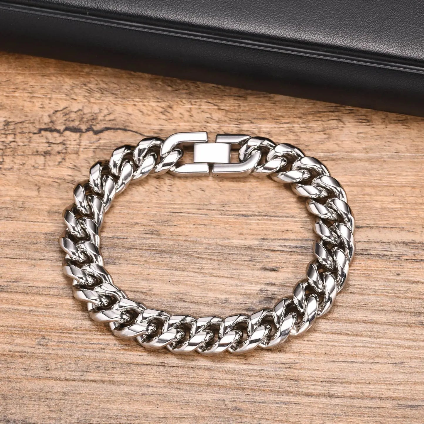 6-12MM Cuban Chain Mens Bracelet,Waterproof