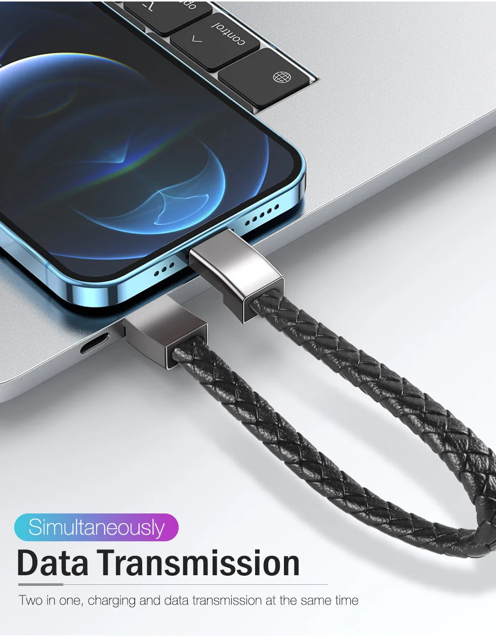 USB Fast Charging Type-C Bracelet Alloy Leather iPhone Android Charging Cable