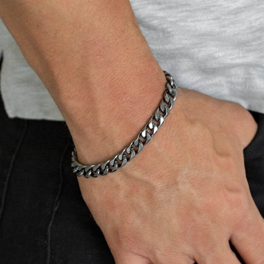 6-12MM Cuban Chain Mens Bracelet,Waterproof