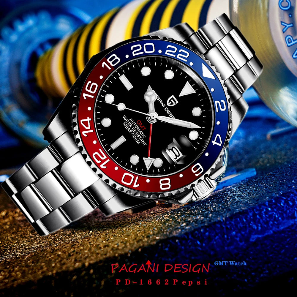 2026 PAGANI DESIGN New PD-1662 V5 Men Mechanical Watches Luxury Ceramic Bezel Automatic Watch 100M Waterproof GMT Watch for Men