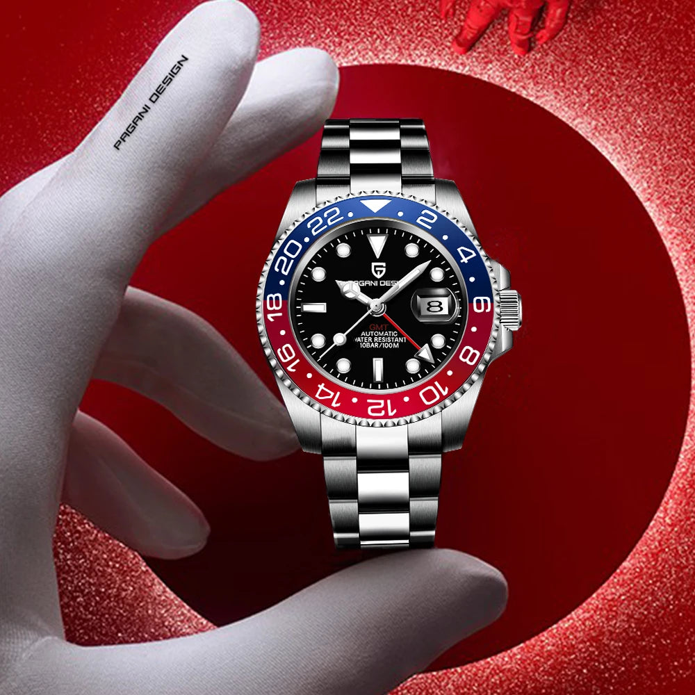 2026 PAGANI DESIGN New PD-1662 V5 Men Mechanical Watches Luxury Ceramic Bezel Automatic Watch 100M Waterproof GMT Watch for Men