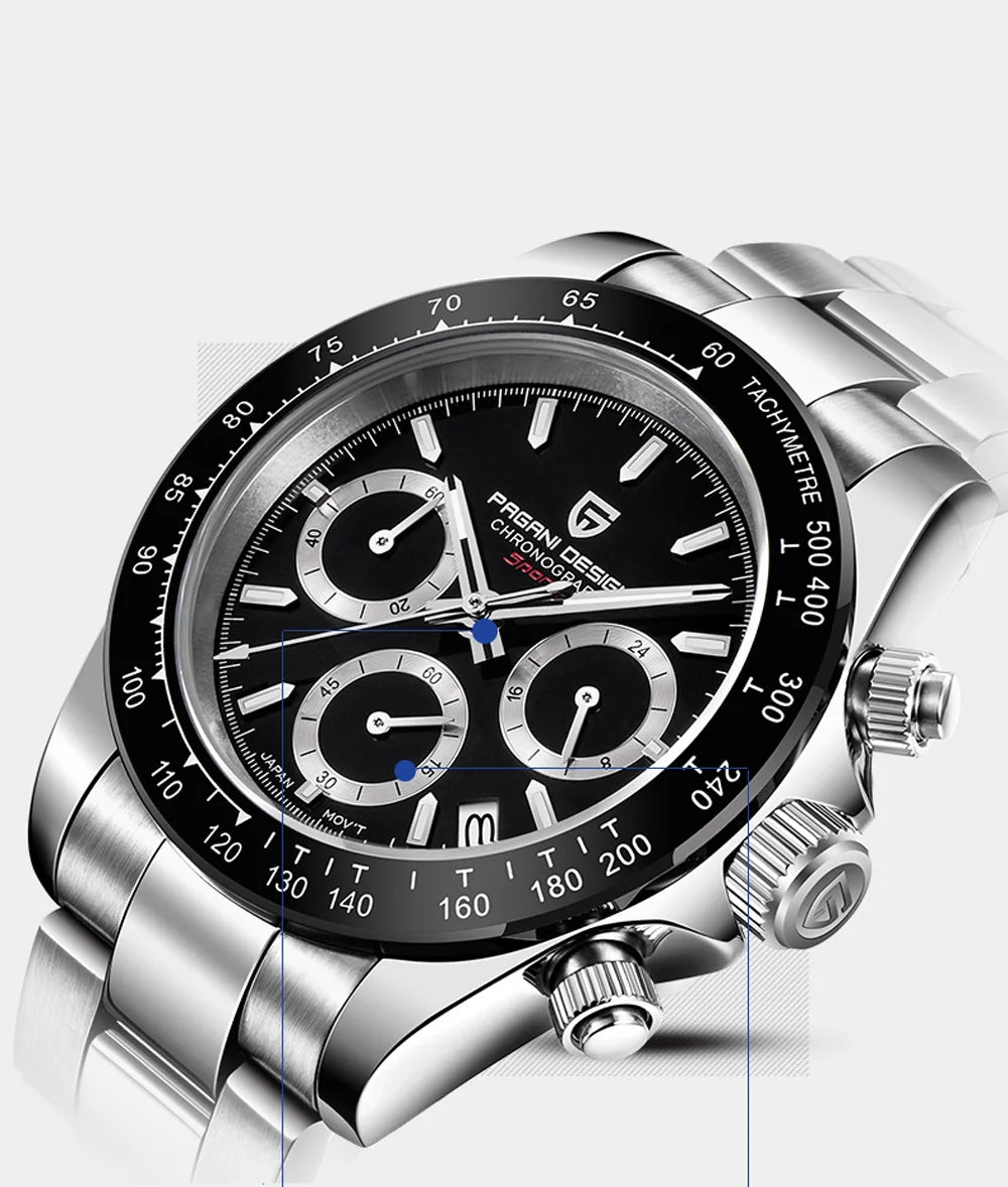 PAGANI DESIGN V2 40MM Classic Fashion Business Quartz Watch Multi Time Zone Chronograph Sapphire Glass Quartz Watches for men