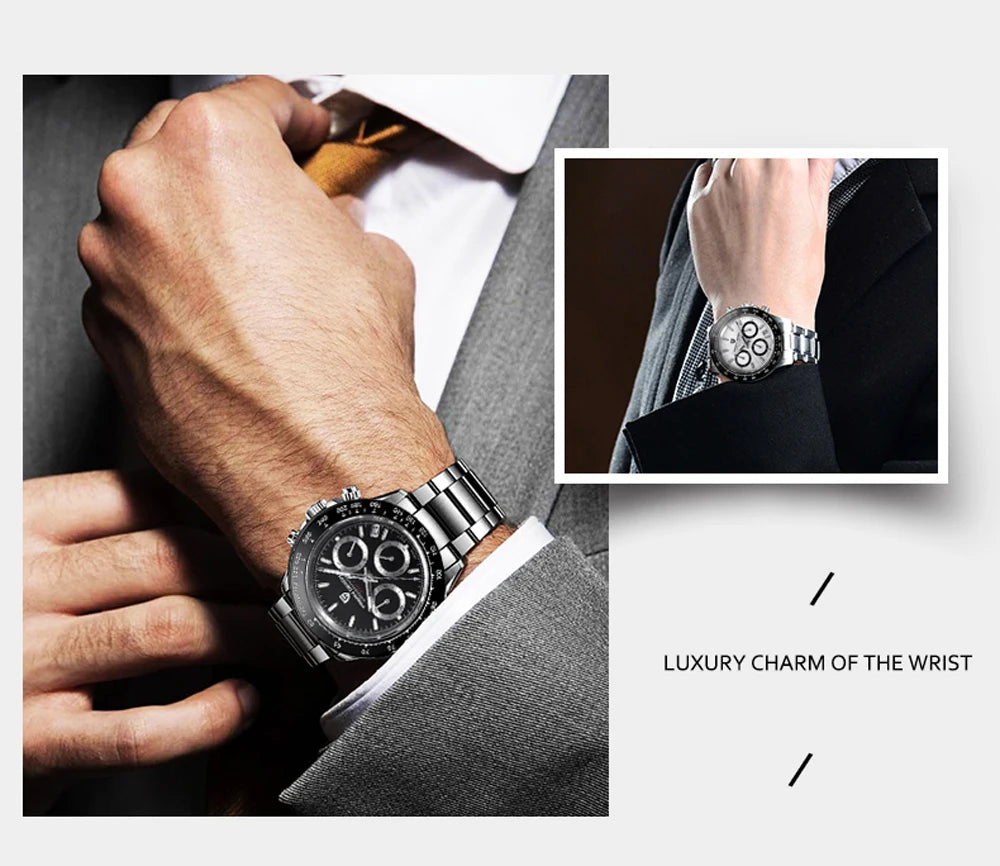PAGANI DESIGN V2 40MM Classic Fashion Business Quartz Watch Multi Time Zone Chronograph Sapphire Glass Quartz Watches for men