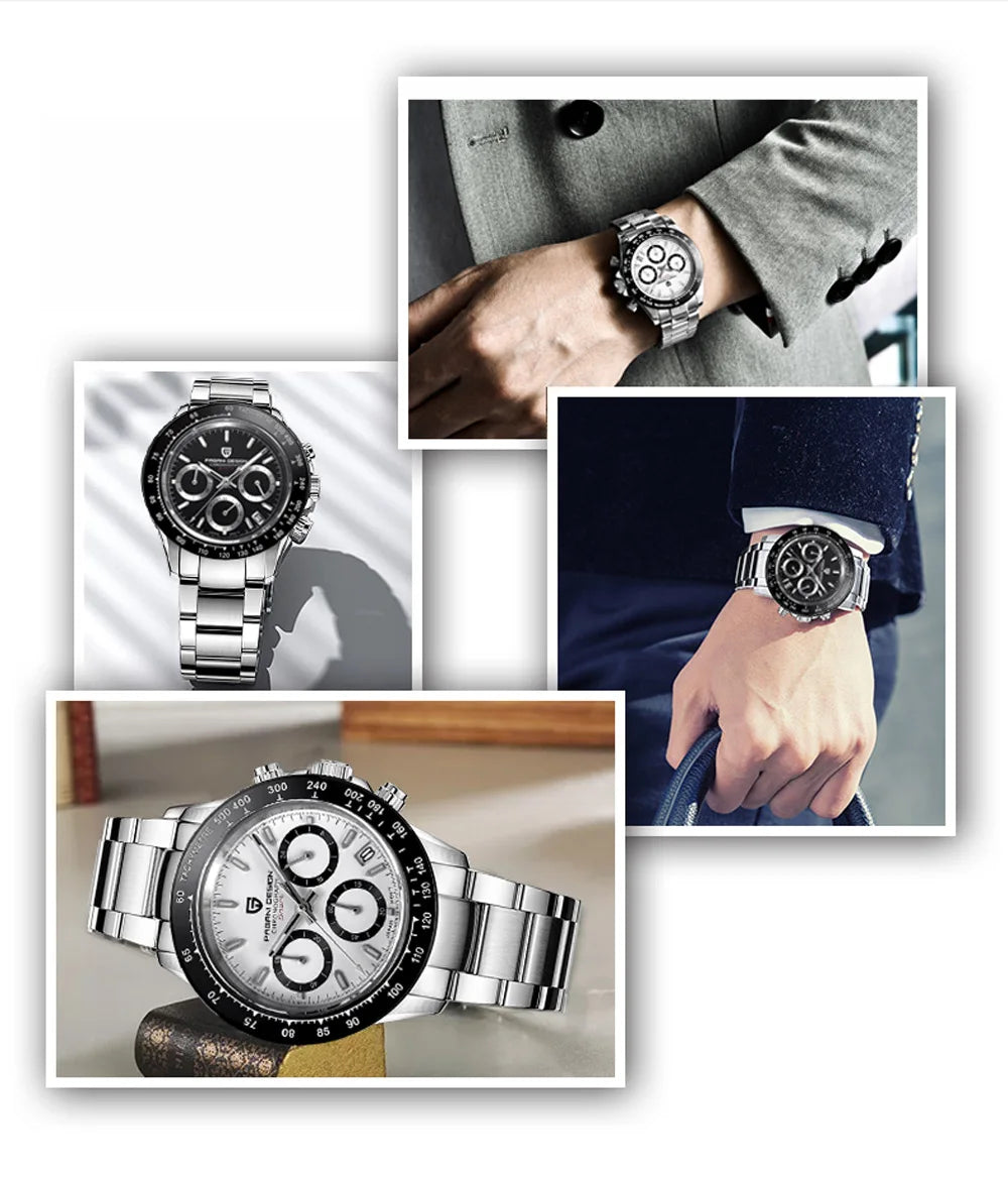 PAGANI DESIGN V2 40MM Classic Fashion Business Quartz Watch Multi Time Zone Chronograph Sapphire Glass Quartz Watches for men