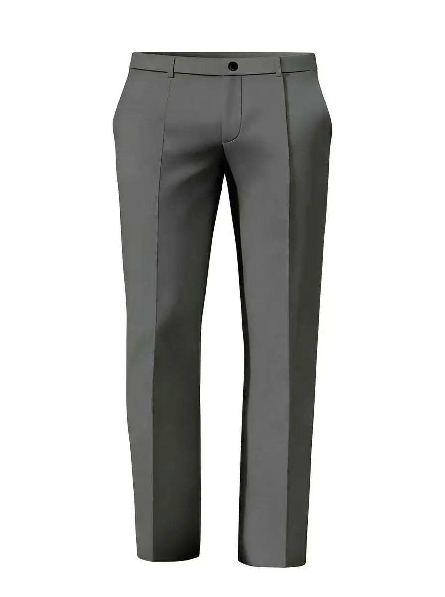 Spring and Summer Men's Solid Color Slim-Fitting Breathable Pants - Fashionable Business Casual Straight-Tee Commuting Pants