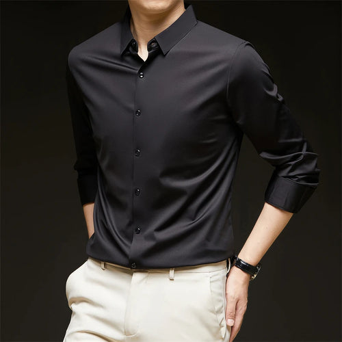Black Long Sleeved Wrinkle Resistant Shirt