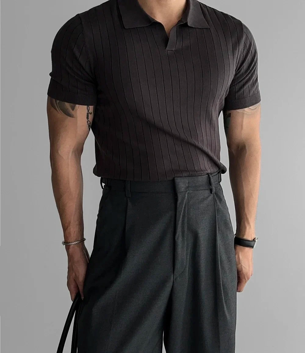 Men Slim Fit Polo Shirts Solid Stretch Sexy Collared TShirt Fashion Trendy Cotton Casual Top Summer Clothes Comfortable Stretchy