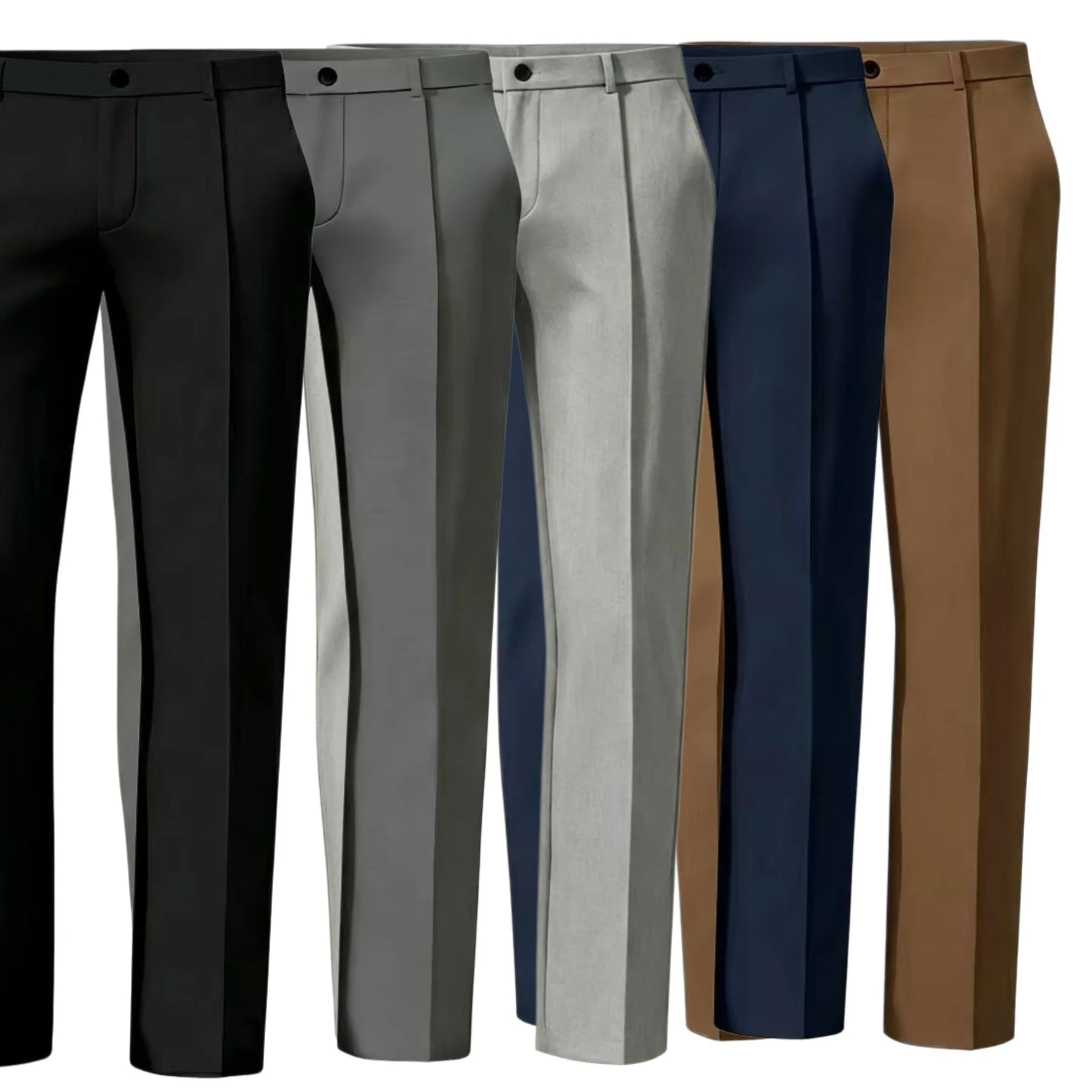 Spring and Summer Men's Solid Color Slim-Fitting Breathable Pants - Fashionable Business Casual Straight-Tee Commuting Pants