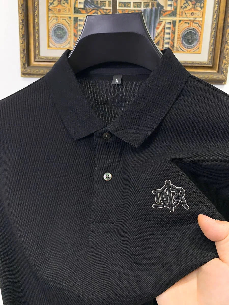 100%pure cotton high-end Tshirt summer new men's shortsleeved casual comfortable breathable polo shirt exquisite brand badge top