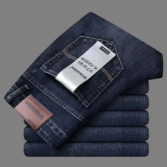 WTHINLEE Business Men's Jeans Casual Straight Stretch Fashion Classic Blue Work Denim Trousers Male Brand Clothing Size 28-40