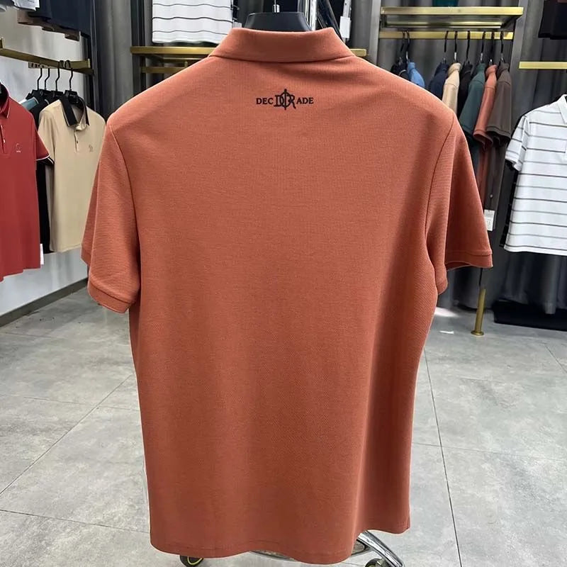 100%pure cotton high-end Tshirt summer new men's shortsleeved casual comfortable breathable polo shirt exquisite brand badge top