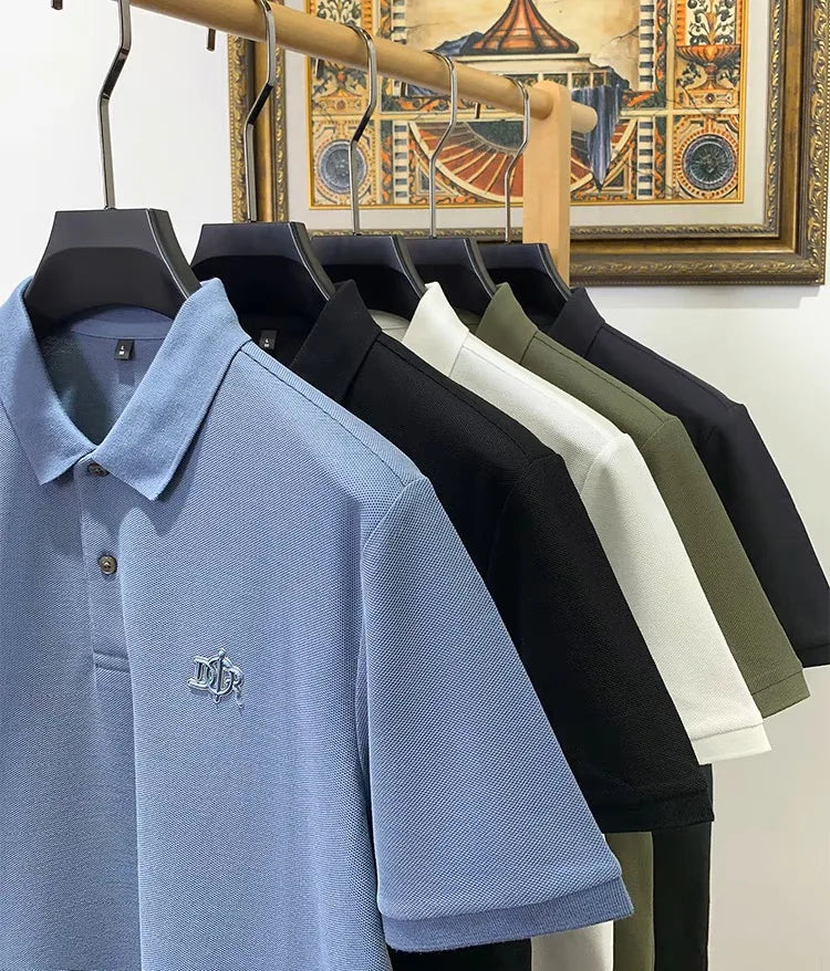 100%pure cotton high-end Tshirt summer new men's shortsleeved casual comfortable breathable polo shirt exquisite brand badge top