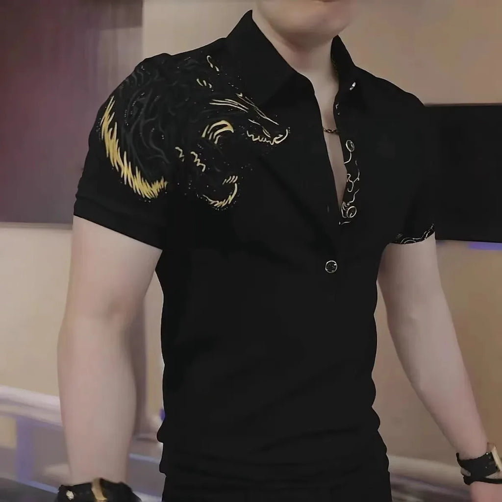 Luxury Embroidered Polo Shirt for Men High End Slim Fit Casual Business Social T-shirt Versatile Streetwear Lapel Tee Tops 2025