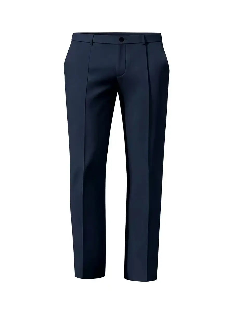 Spring and Summer Men's Solid Color Slim-Fitting Breathable Pants - Fashionable Business Casual Straight-Tee Commuting Pants