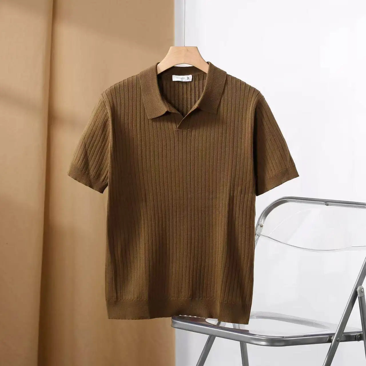 Men Slim Fit Polo Shirts Solid Stretch Sexy Collared TShirt Fashion Trendy Cotton Casual Top Summer Clothes Comfortable Stretchy