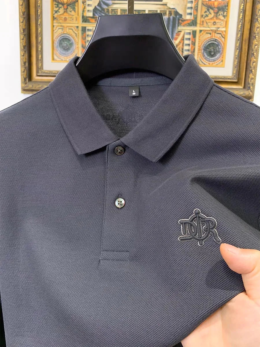 100%pure cotton high-end Tshirt summer new men's shortsleeved casual comfortable breathable polo shirt exquisite brand badge top