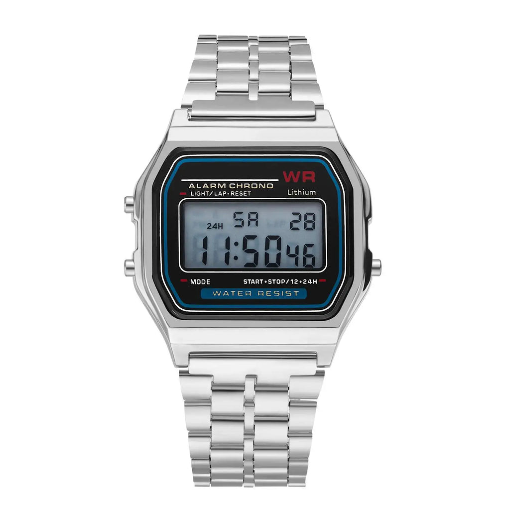 Luxury LED Digital Watches for Men Stainless Steel Gold Sliver Electronic Watch Fashion Business Mens Watch Relogios Masculino