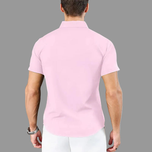 Casual Pink Short Sleeved Shirt