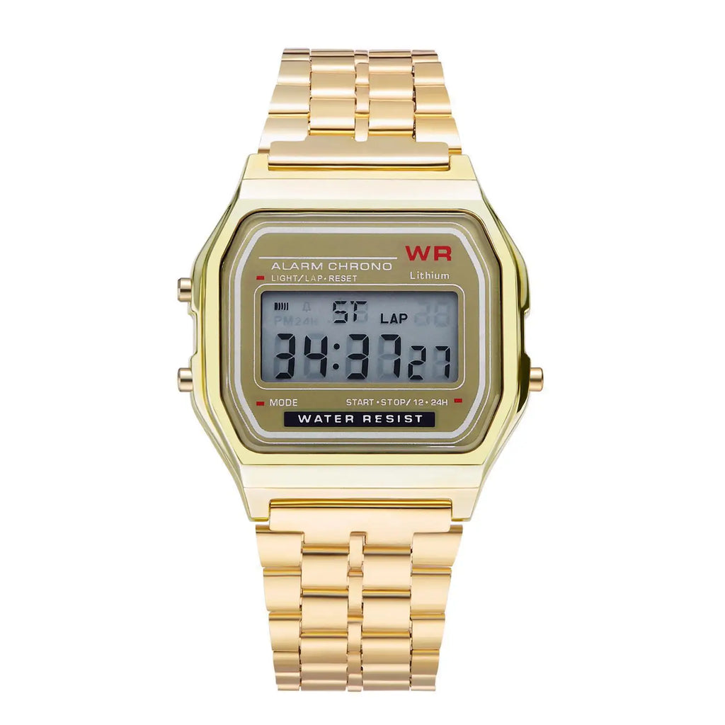 Luxury LED Digital Watches for Men Stainless Steel Gold Sliver Electronic Watch Fashion Business Mens Watch Relogios Masculino