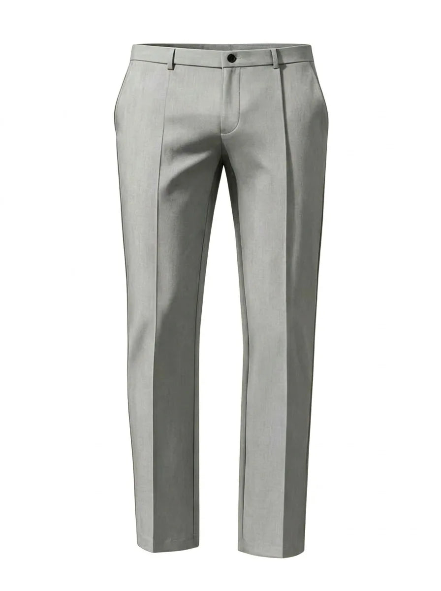 Spring and Summer Men's Solid Color Slim-Fitting Breathable Pants - Fashionable Business Casual Straight-Tee Commuting Pants