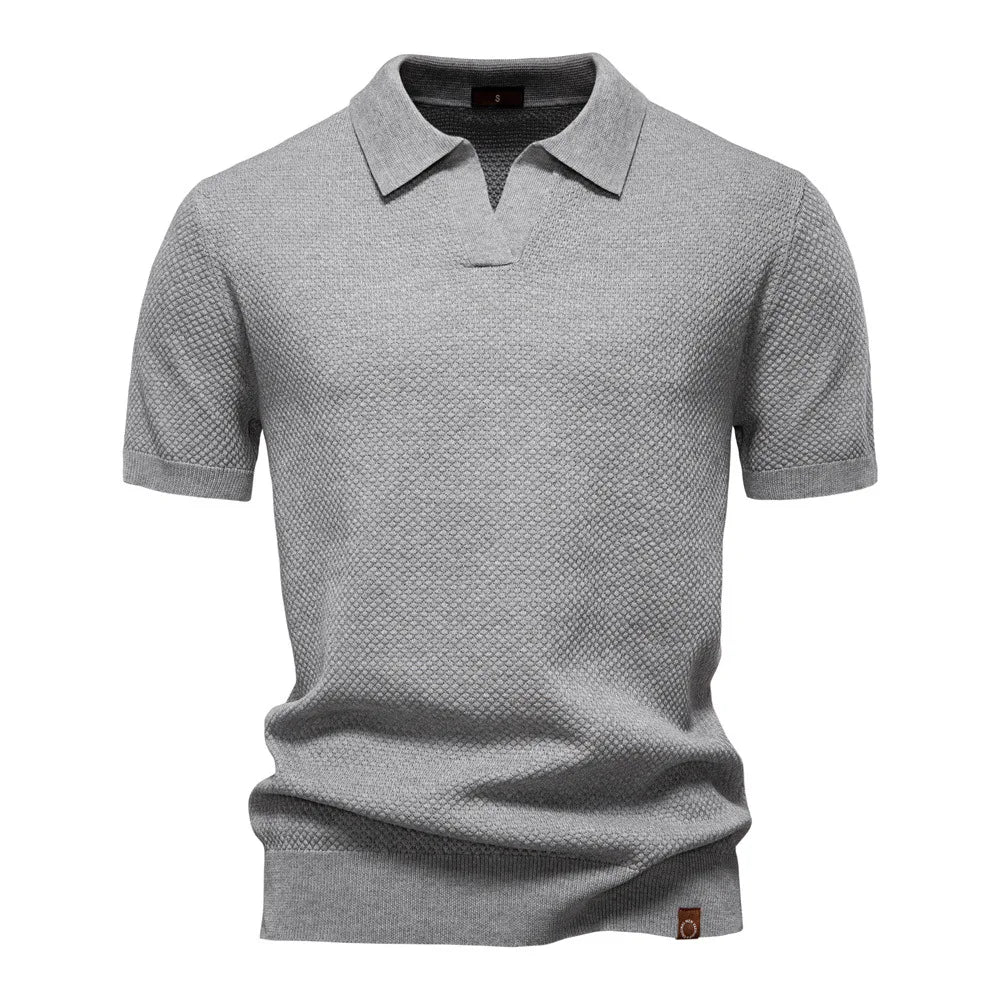 Summer new high-quality pineapple-patterned knitted POLO shirt for men, casual short-sleeved all-match simple top.