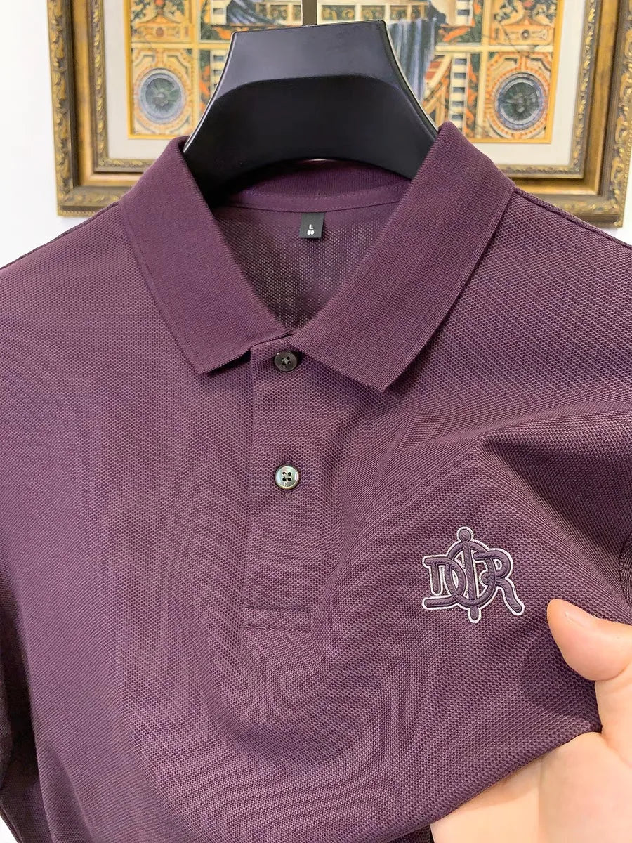 100%pure cotton high-end Tshirt summer new men's shortsleeved casual comfortable breathable polo shirt exquisite brand badge top