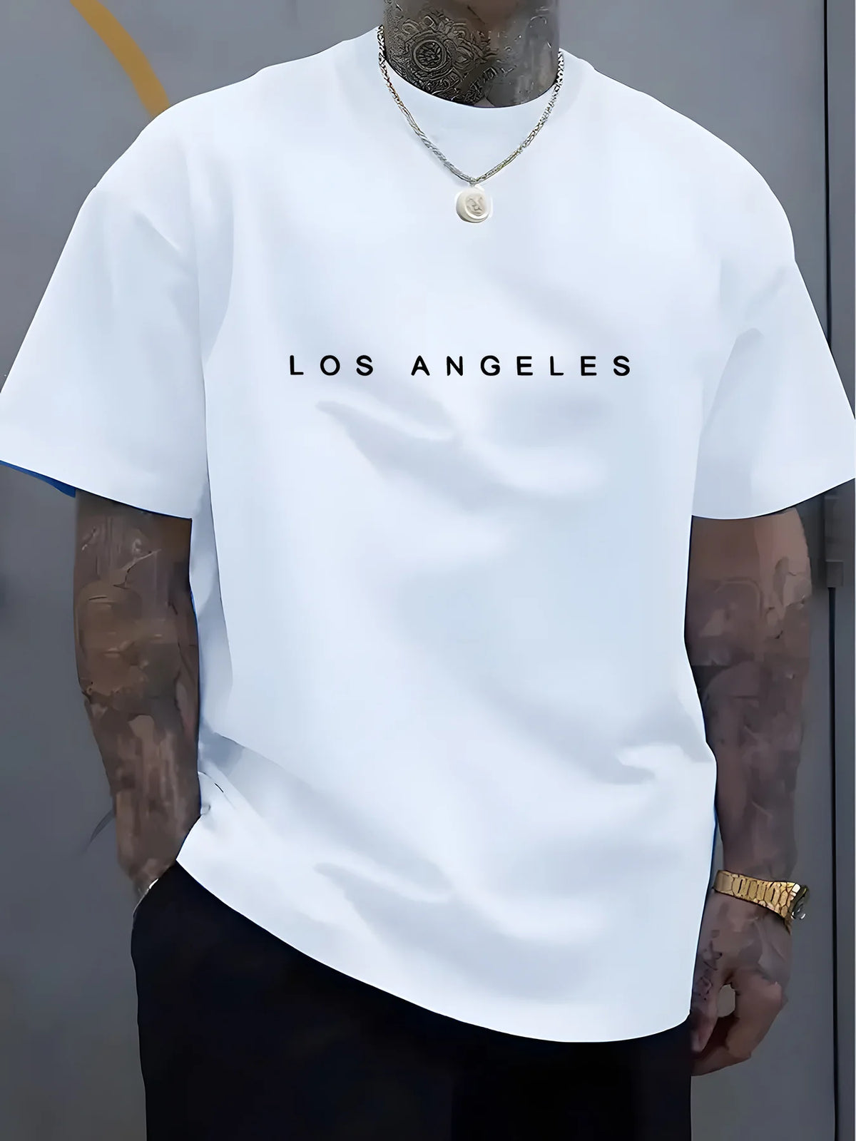 Men's Fashion Trend Round Neck T-shirt Versatile Short Sleeved Shirt Oversized T Shirt  Breathable Moisture Wicking