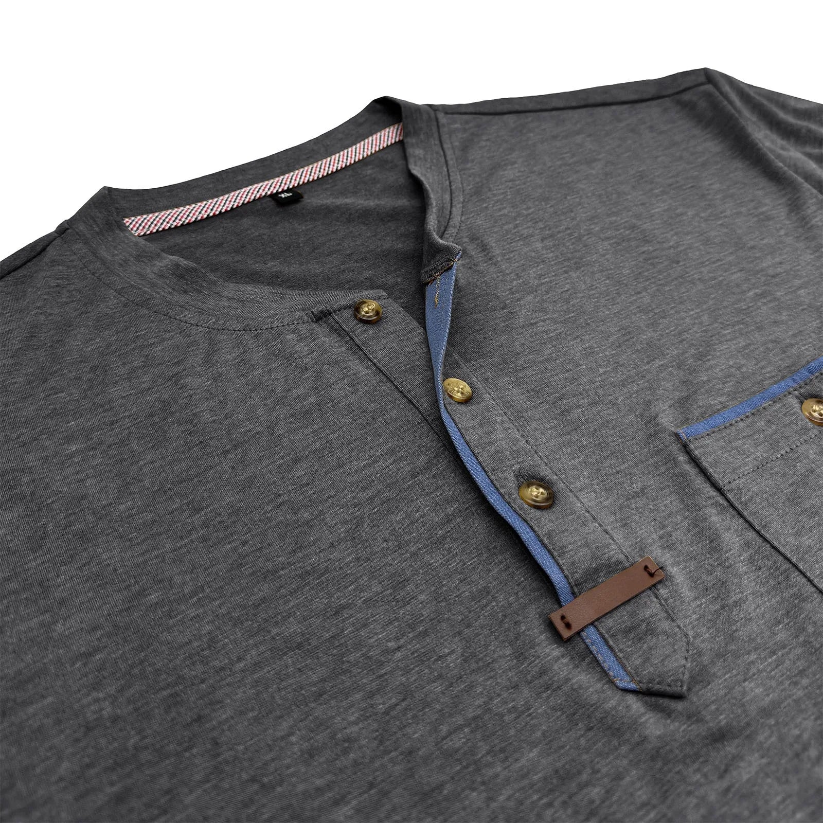 Men'S Short Sleeved T-Shirt Casual Round Neck Button Down Bottoming Shirt With Pocket Pullover Vintage Washed T-Shirt For Male