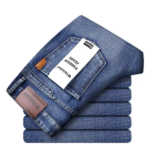 WTHINLEE Business Men's Jeans Casual Straight Stretch Fashion Classic Blue Work Denim Trousers Male Brand Clothing Size 28-40