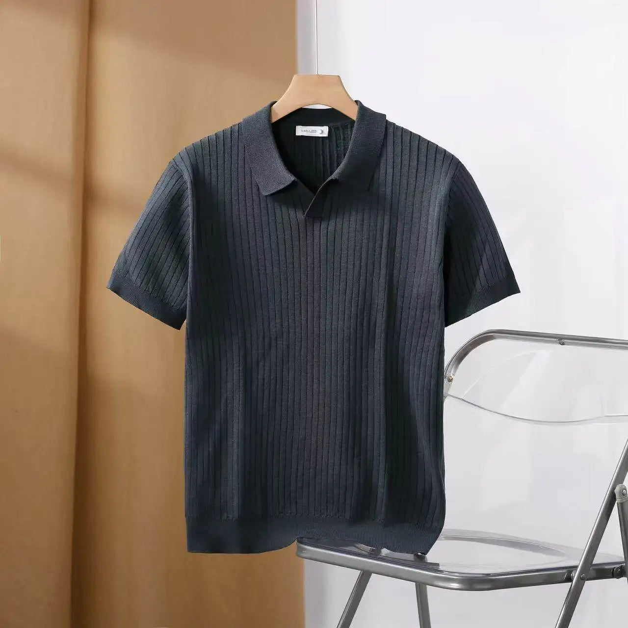 Men Slim Fit Polo Shirts Solid Stretch Sexy Collared TShirt Fashion Trendy Cotton Casual Top Summer Clothes Comfortable Stretchy