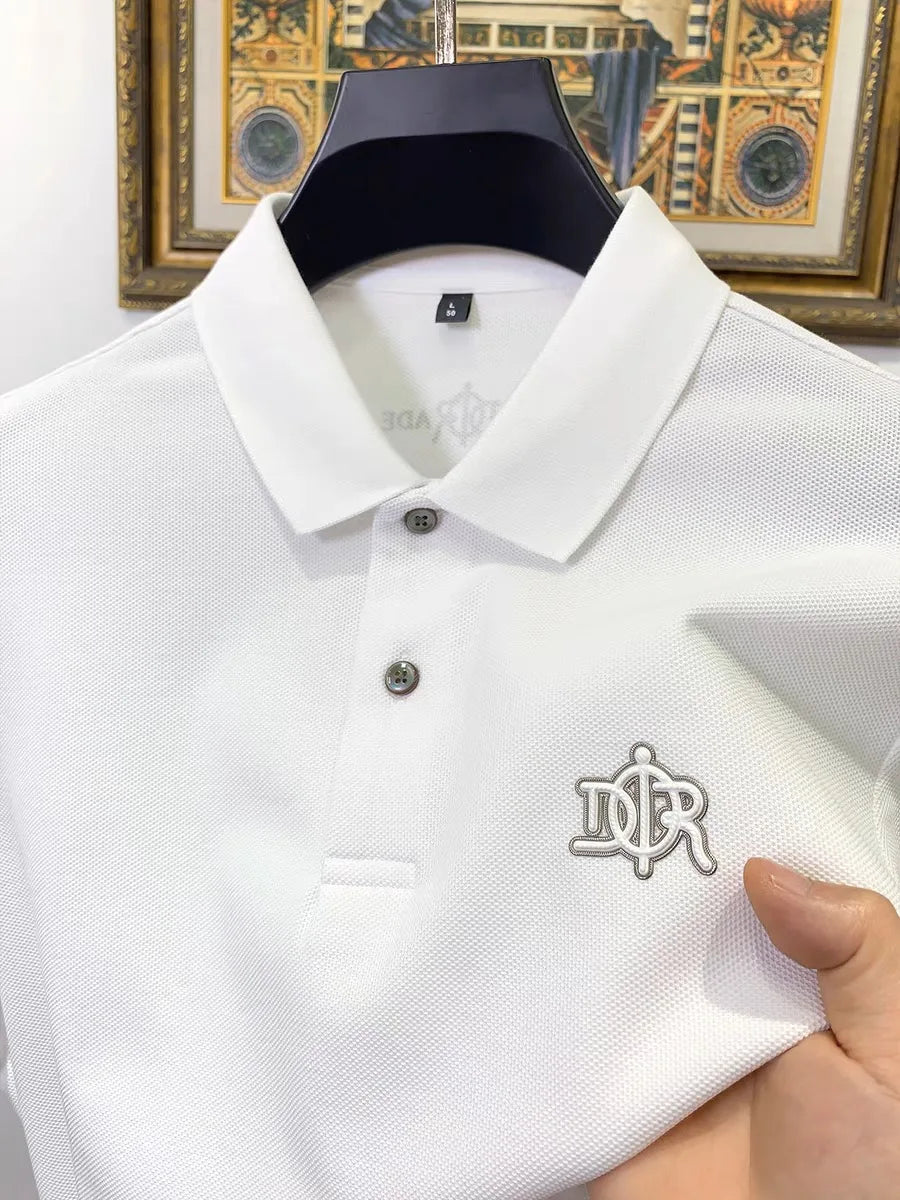 100%pure cotton high-end Tshirt summer new men's shortsleeved casual comfortable breathable polo shirt exquisite brand badge top