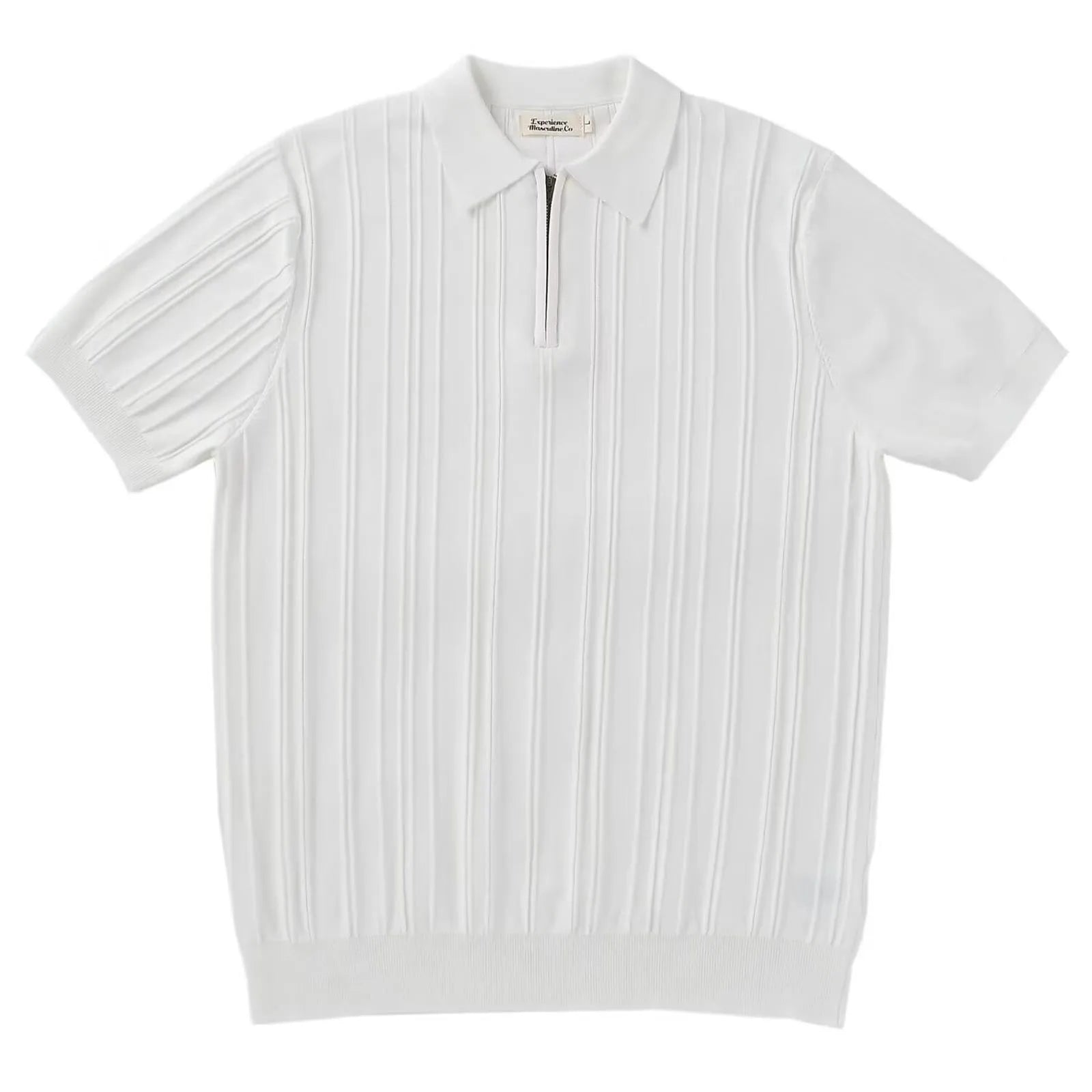 Korean Luxury Slim Soild Retro Tops Tees Clothes Knit Shirts Short Sleeve Quarter Zip Casual T Shirts Retro Camisas De Hombre