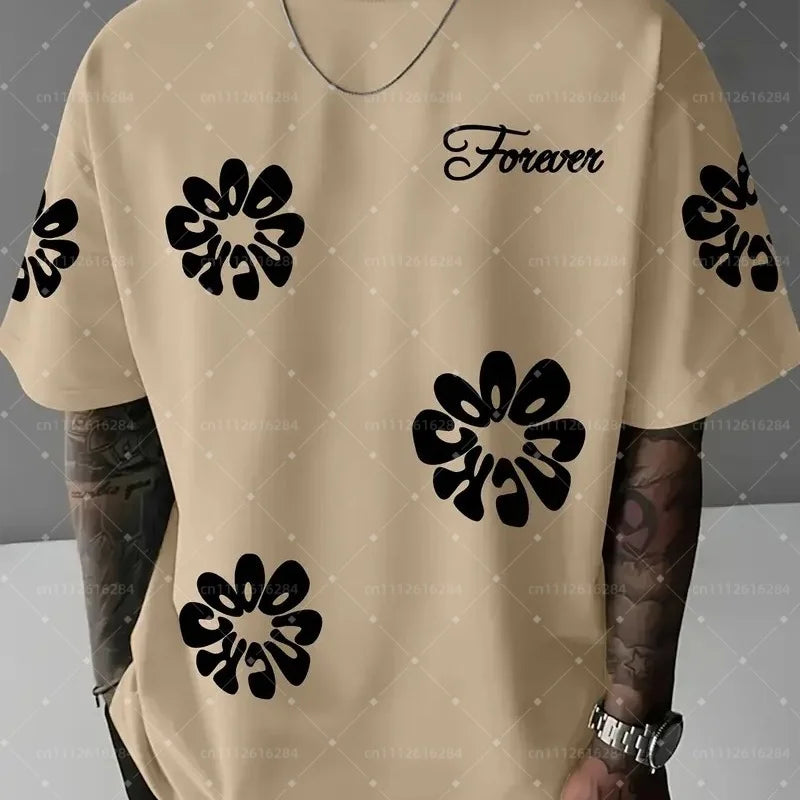 The 2025 Summer New Men's T-shirt Features Outdoor Street Fashion Casual Comfort Breathability and 3D Flower Family Kids Tees 26