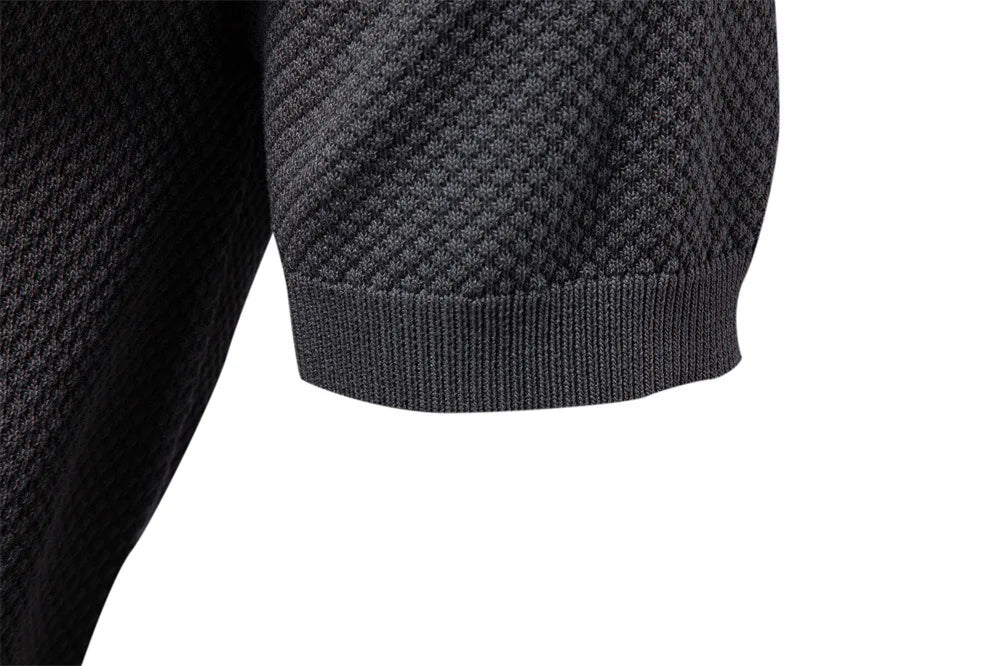 Summer new high-quality pineapple-patterned knitted POLO shirt for men, casual short-sleeved all-match simple top.