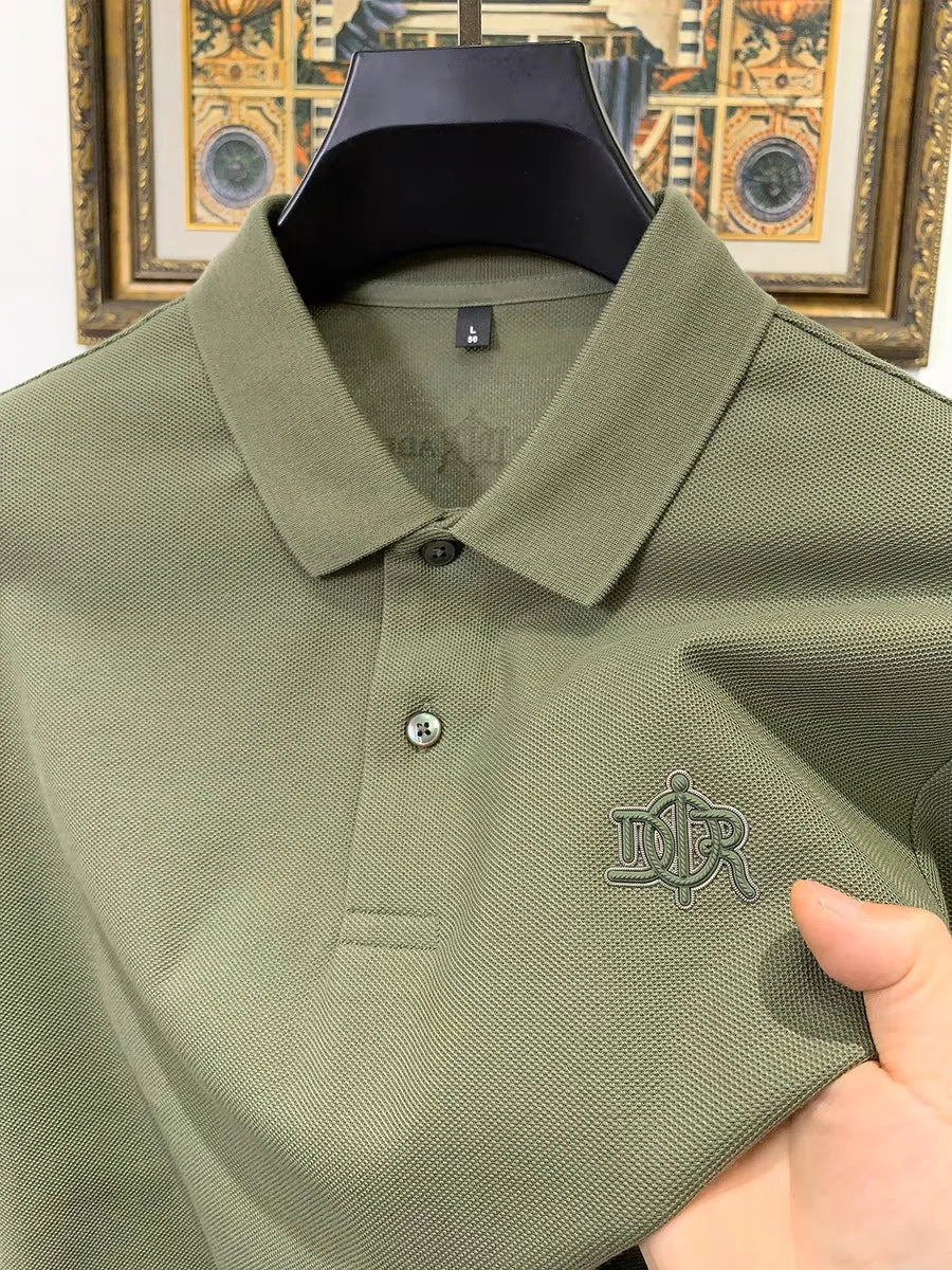 100%pure cotton high-end Tshirt summer new men's shortsleeved casual comfortable breathable polo shirt exquisite brand badge top