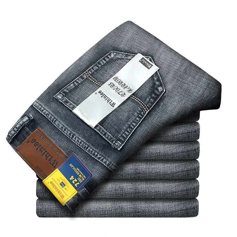 WTHINLEE Business Men's Jeans Casual Straight Stretch Fashion Classic Blue Work Denim Trousers Male Brand Clothing Size 28-40