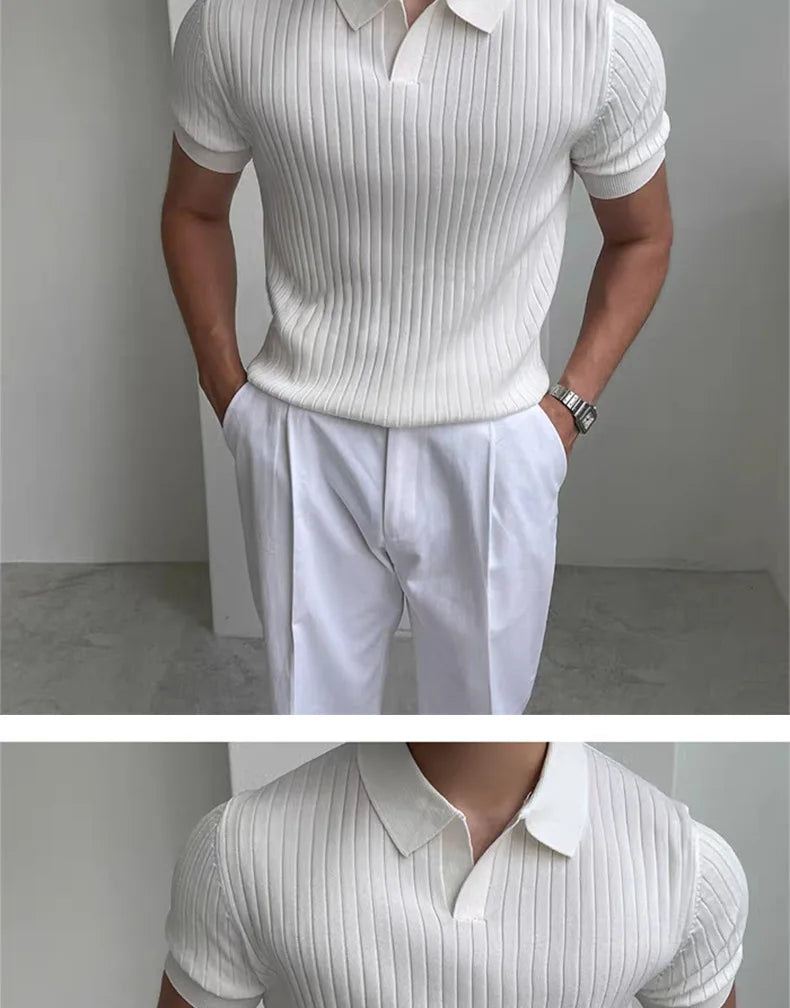 Summer Sports And Leisure Slim Fit T-Shirt Fashionable Men's Golf Polo Shirt Open Neck Breathable Quick Drying Short Sleeved Top