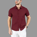 Casual Maroon Short Sleeved Shirt