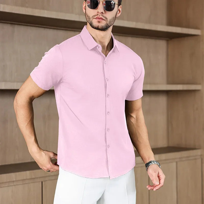 Casual Pink Short Sleeved Shirt