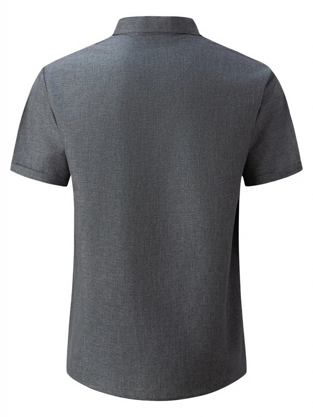 New men's solid color short-sleeved shirt Summer solid color lapel casual beach style cardigan polyester shirt