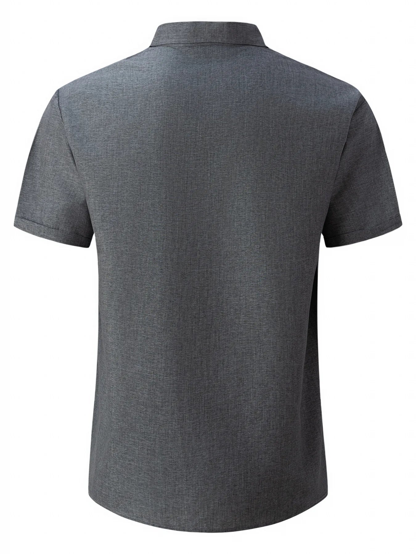 New men's solid color short-sleeved shirt Summer solid color lapel casual beach style cardigan polyester shirt