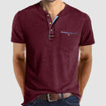 Men'S Short Sleeved T-Shirt Casual Round Neck Button Down Bottoming Shirt With Pocket Pullover Vintage Washed T-Shirt For Male