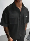 Men's White Short Sleeve Loose Fit Cargo Shirt with Front Pockets