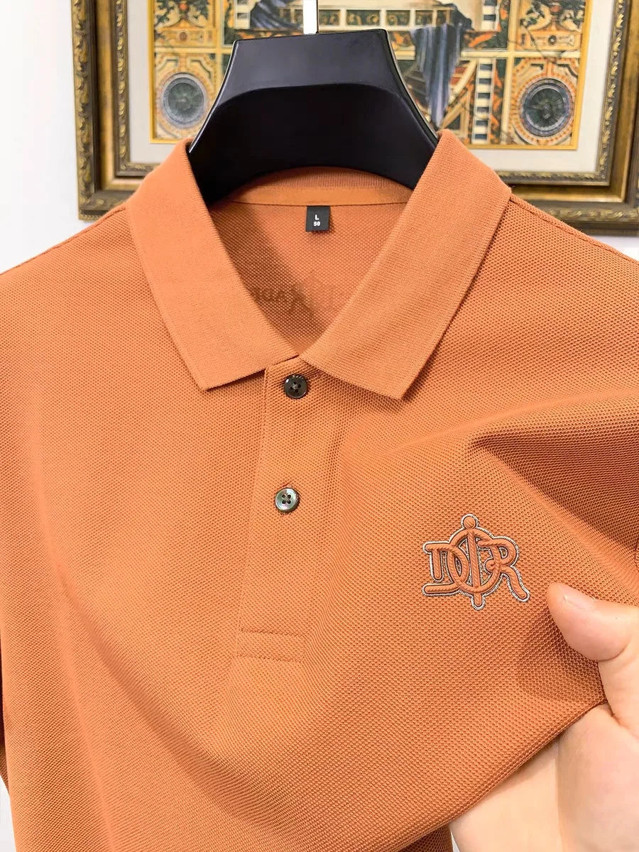100%pure cotton high-end Tshirt summer new men's shortsleeved casual comfortable breathable polo shirt exquisite brand badge top