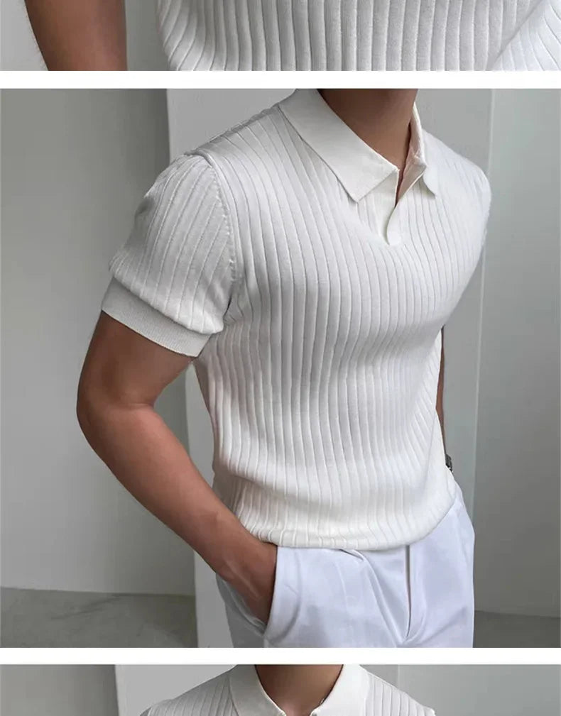 Summer Sports And Leisure Slim Fit T-Shirt Fashionable Men's Golf Polo Shirt Open Neck Breathable Quick Drying Short Sleeved Top